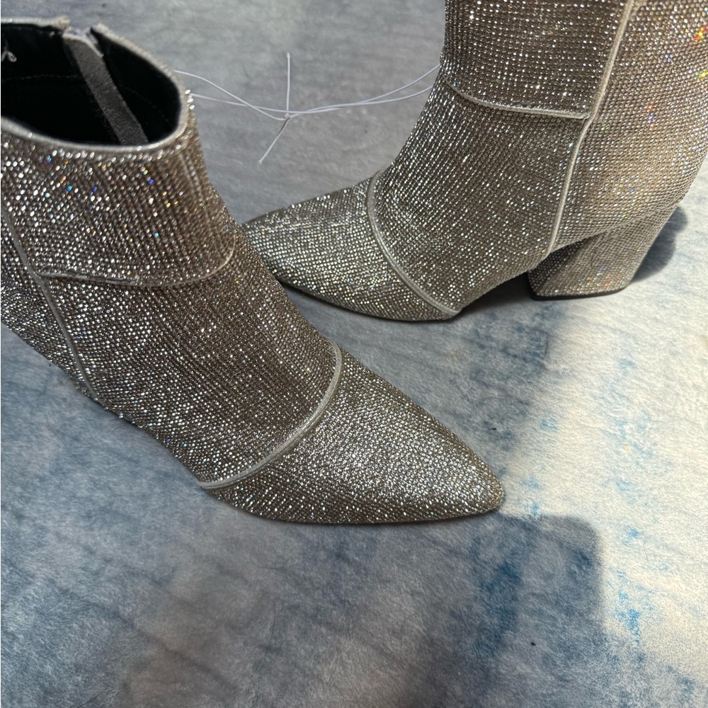 Sparkling Silver Ankle Boots